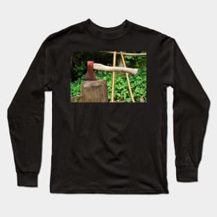 Old Axe on Wood Block Long Sleeve T-Shirt